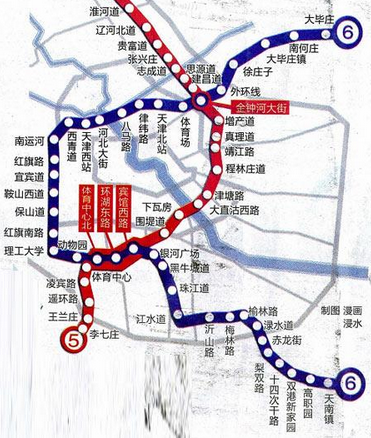 天津地铁6号线线路图