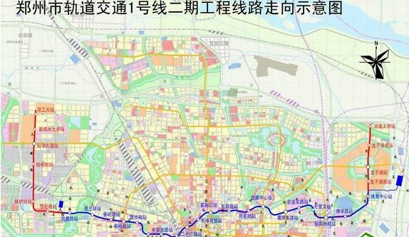 郑州地铁1号线二期线路图 郑州地铁1号线二期线路图