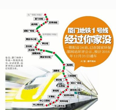 厦门地铁一号线走向 厦门地铁一号线走向