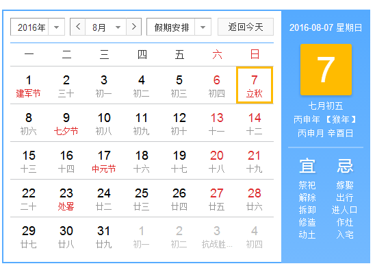 2016年立秋时间是几点 2016年立秋时间是几点