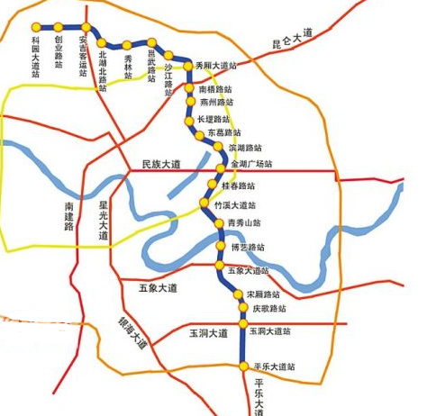南宁地铁三号线站点 南宁地铁三号线站点