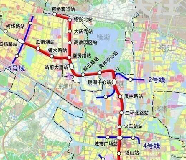 绍兴地铁1号线规划图